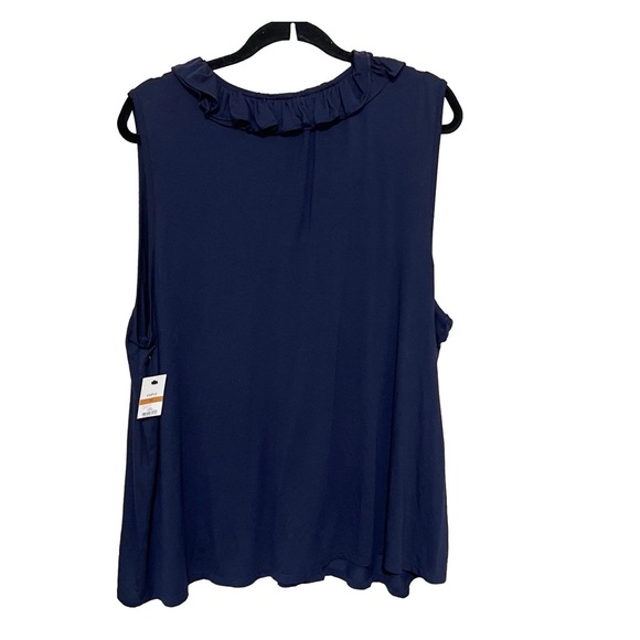 New Croft & Barrow 3X Navy Blue Sleeveless Ruffle V Neck Top Knit Women - Picture 3 of 8